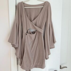 Free People Taupe Bell Sleeve Dress